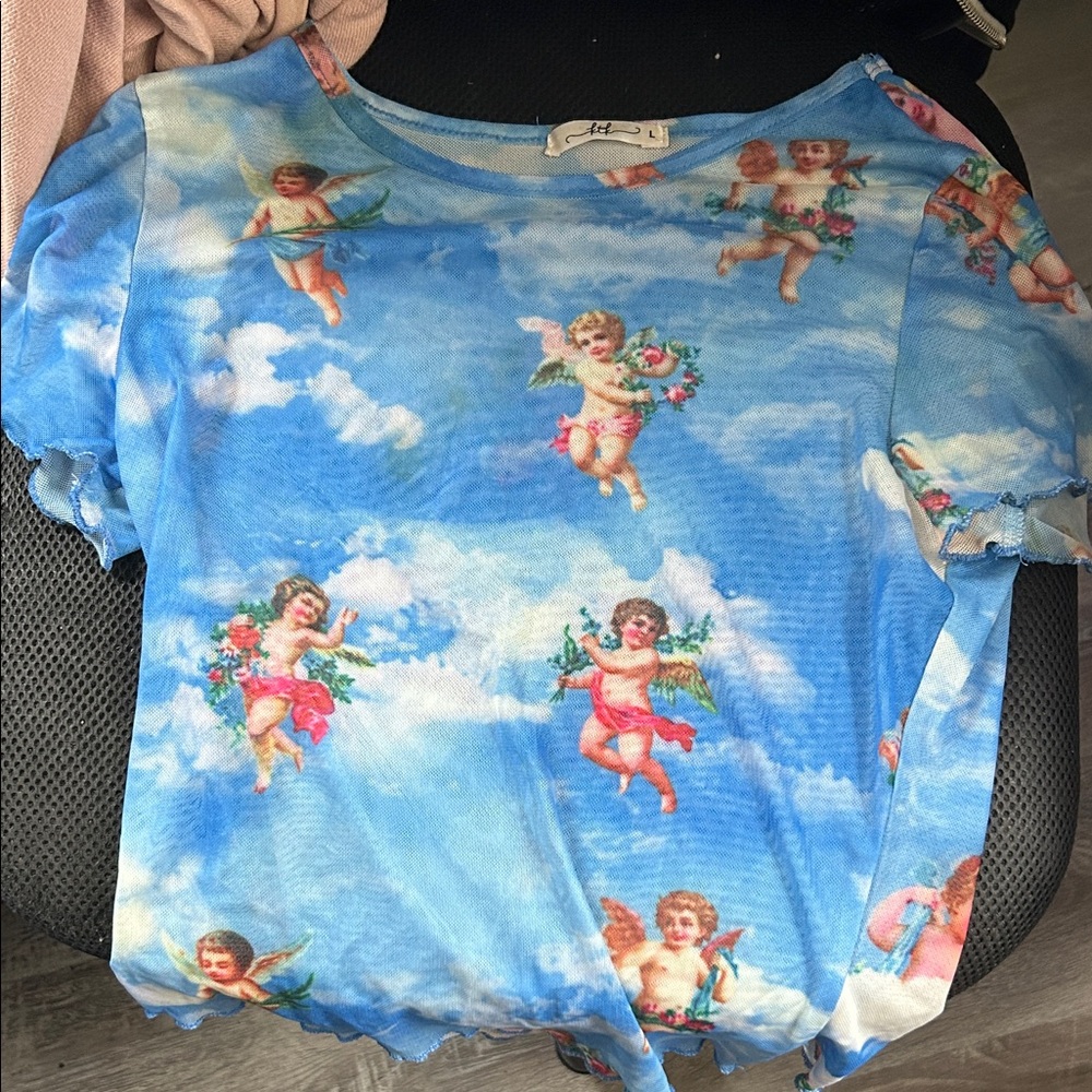 Blue Angel Print Crop Top